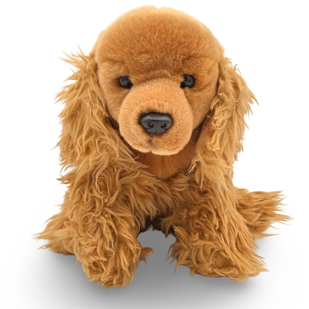 Toys R Us Realistic Fluffy Ear Cocker Spaniel Dog Plush Brown Puppy 2012 TRU 12"
